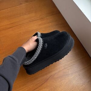 UGG Black Slippers with White Trim